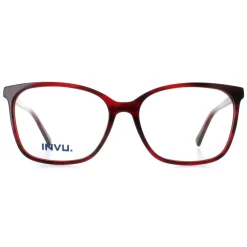 INVU Square^Glasses Frames B4107 C Transparent Burgundy Women