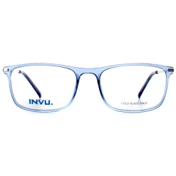 INVU Rectangle|Rectangle^Glasses Frames B4135 C Transparent Blue Dove Silver Men Women