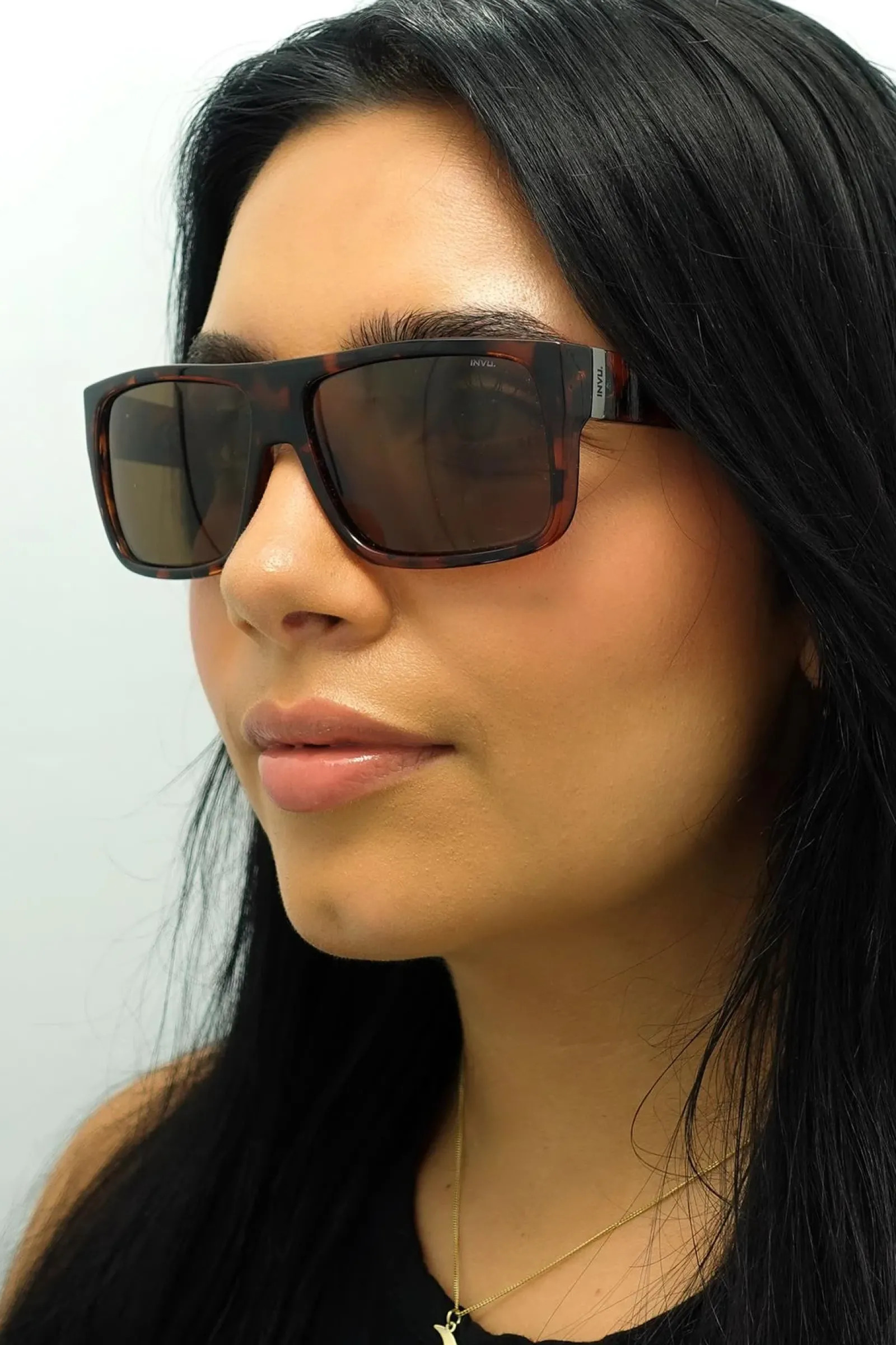 INVU Polarised|Rectangle^Sunglasses B2130 B Demi Tortoise Brown Brown Polarized