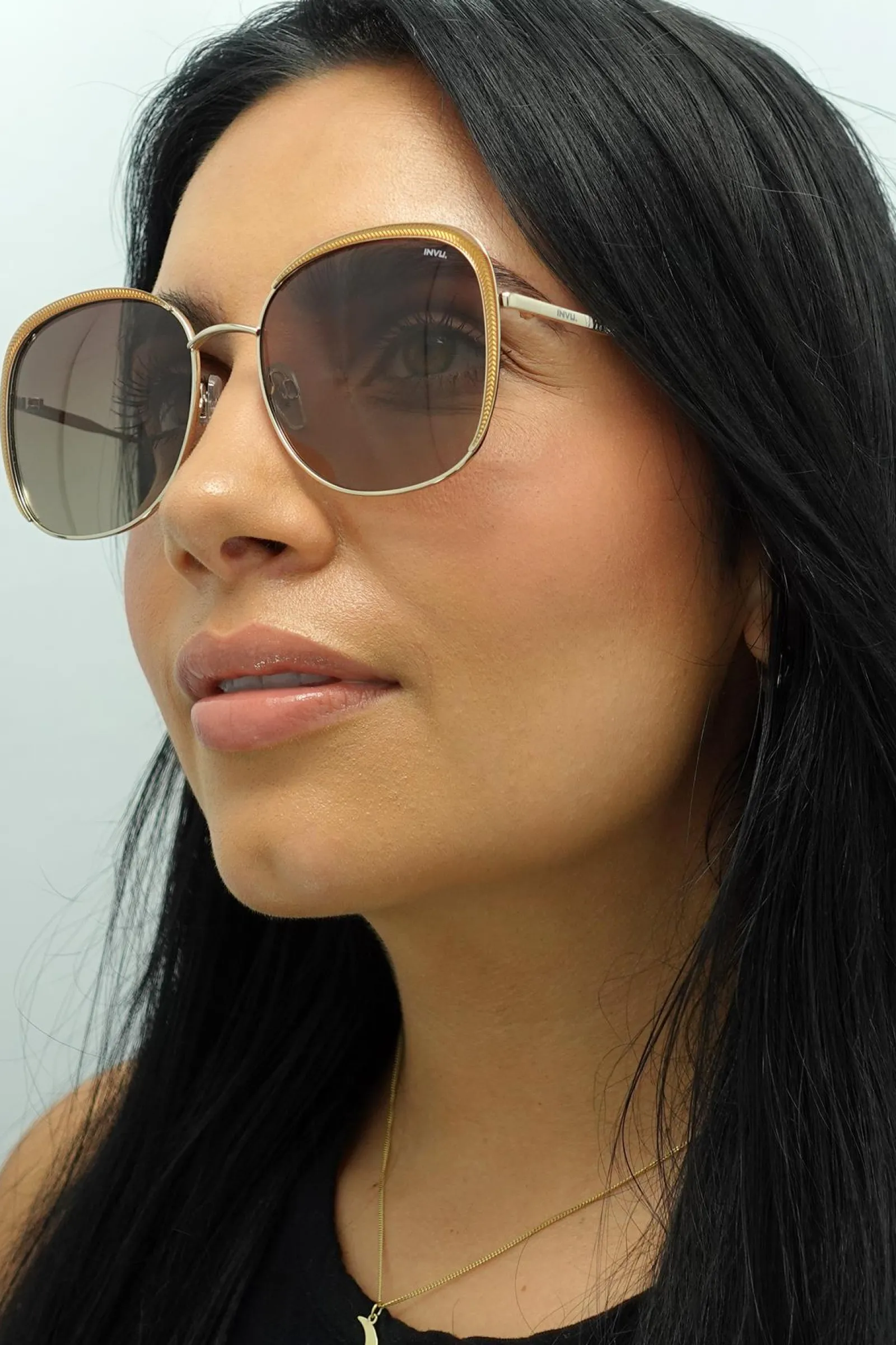 INVU Polarised^Sunglasses B1018 C Gold Beige Brown Polarized