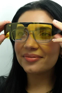 INVU Rectangle|Rectangle^Sunglasses E2700 D Matte Black High Yellow