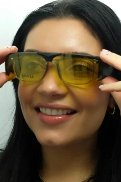 INVU Rectangle|Rectangle^Sunglasses E2700 D Matte Black High Yellow