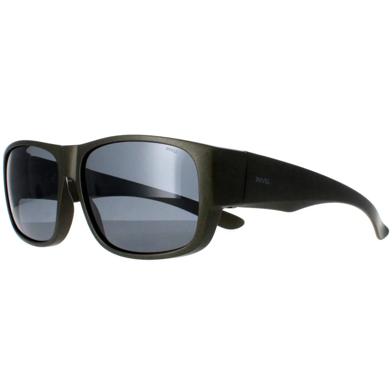 INVU Polarised|Rectangle^Sunglasses E2601 E Matte Olive Metallic Grey Polarized