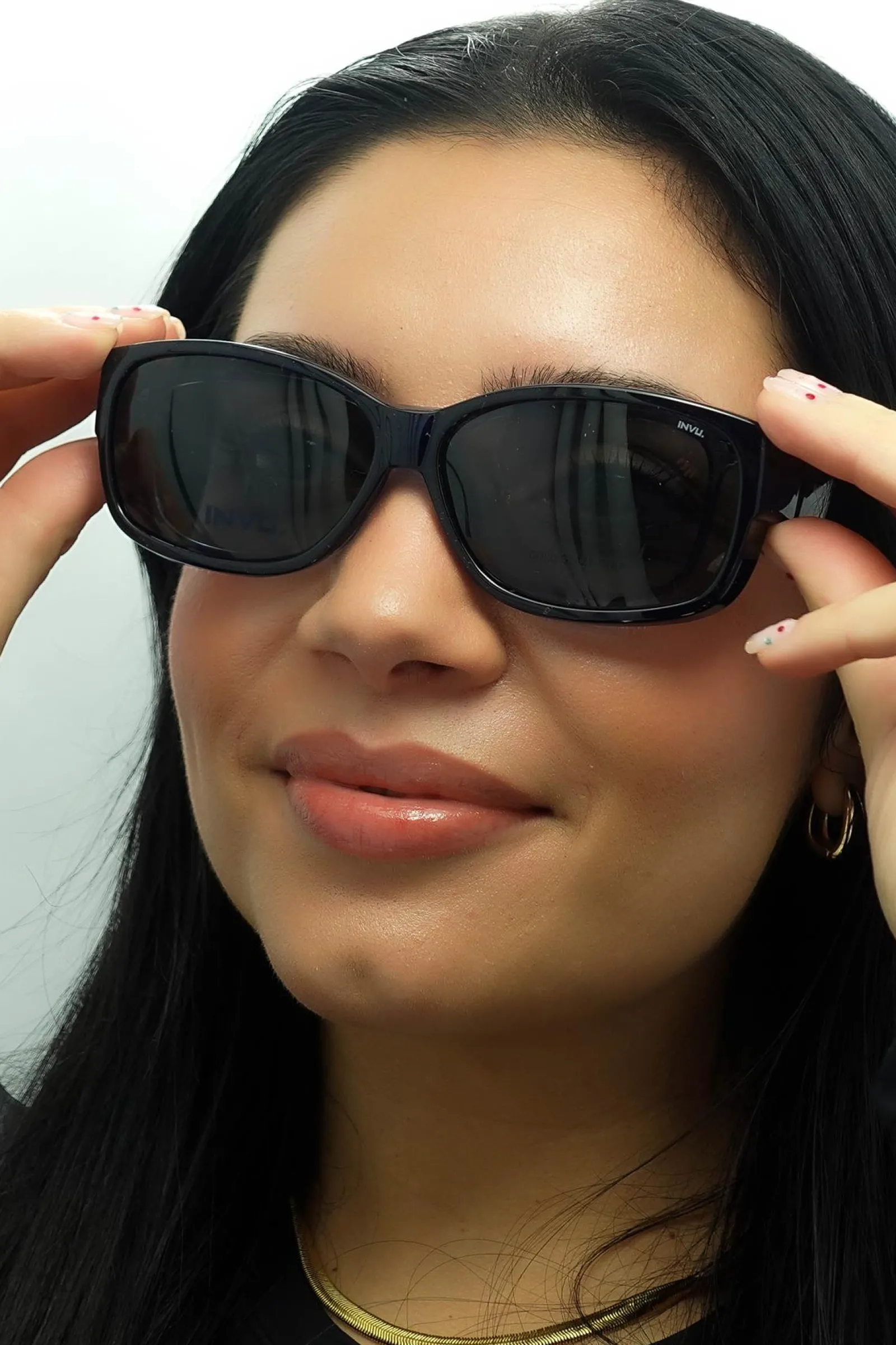 INVU Polarised|Rectangle^Sunglasses E2401 J Transparent Blue Blue Polarized