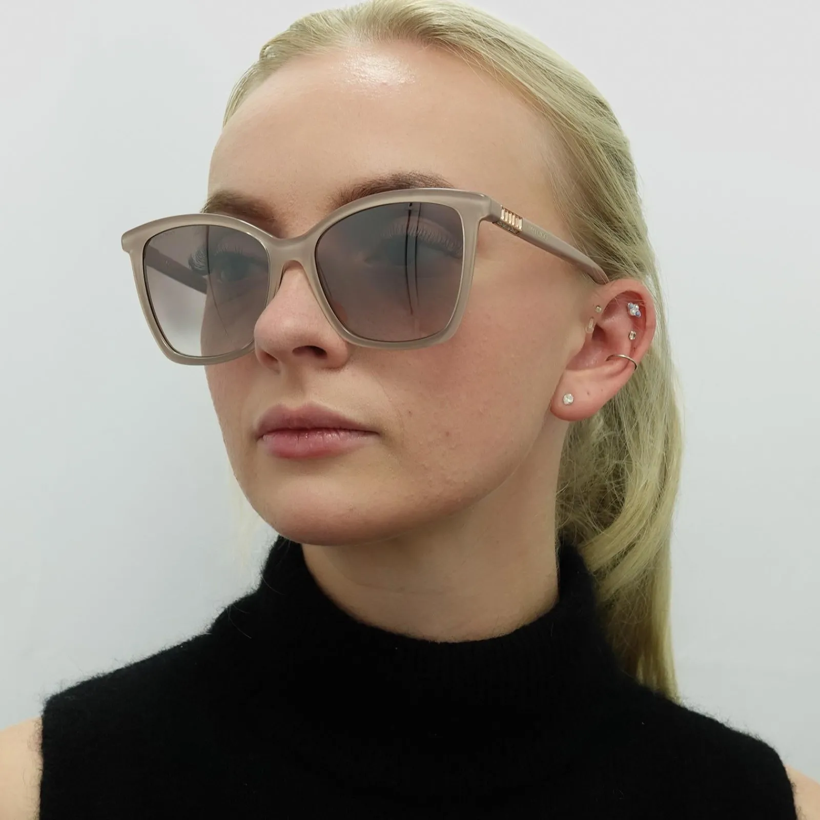 Jimmy Choo Square|Jimmy Choo^Sunglasses ALI/S FWM NQ Nude Brown Silver Mirror