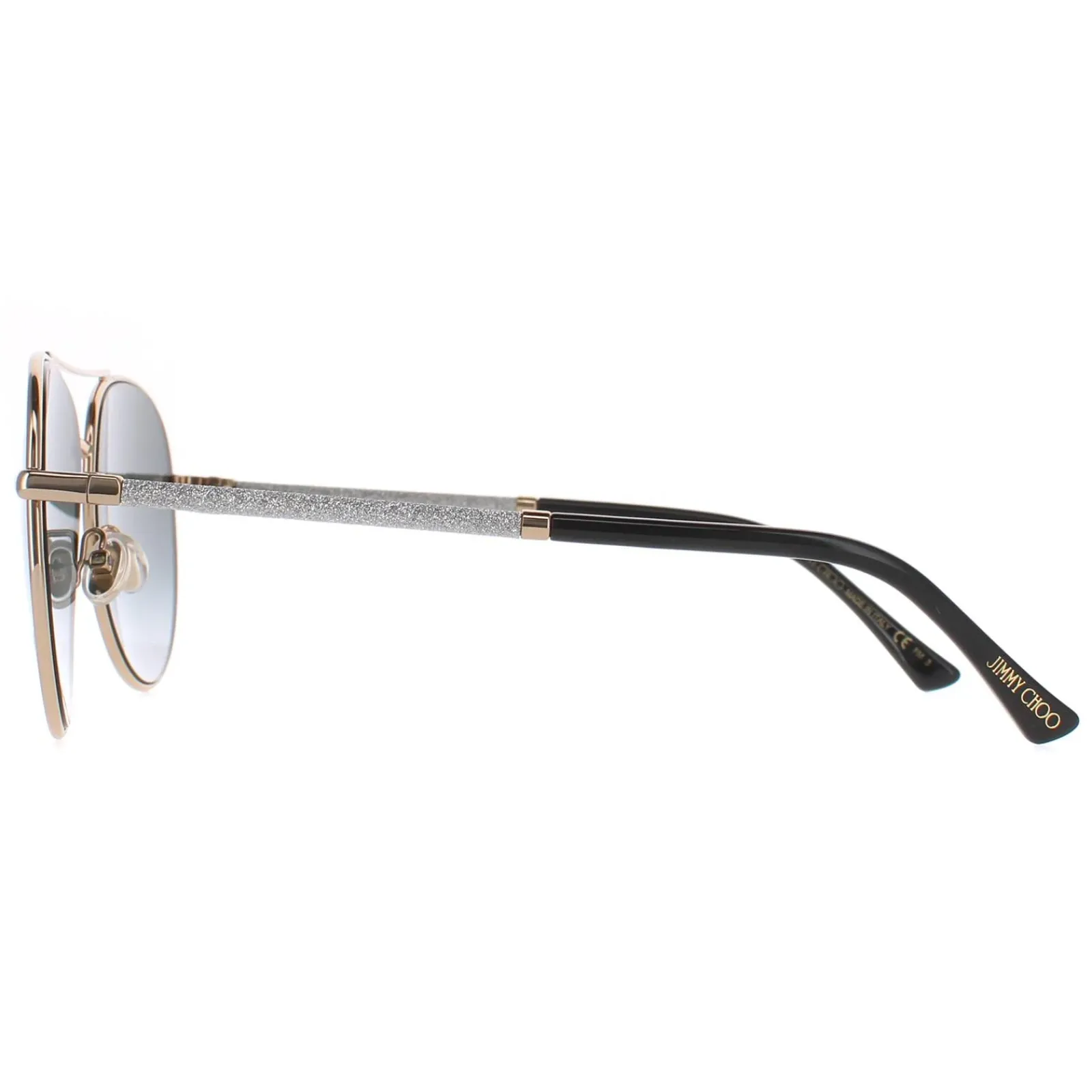 Jimmy Choo Aviator|Jimmy Choo^Sunglasses DEVAN/S RHL 9O Gold Black Dark Grey Gradient