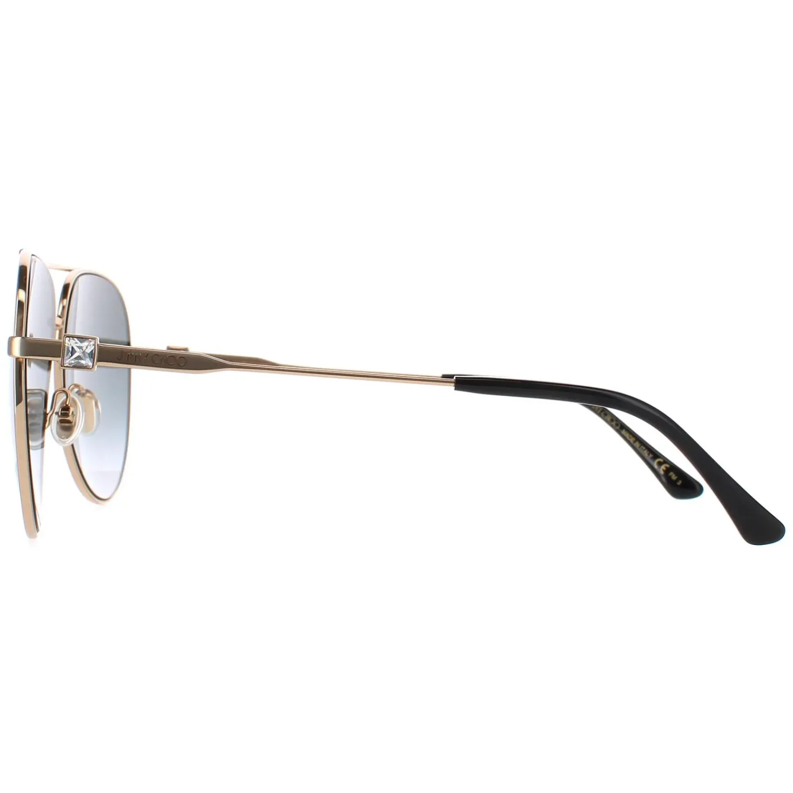Jimmy Choo Aviator|Jimmy Choo^Sunglasses OLLY/S 2M2 9O Black Gold Dark Grey Gradient