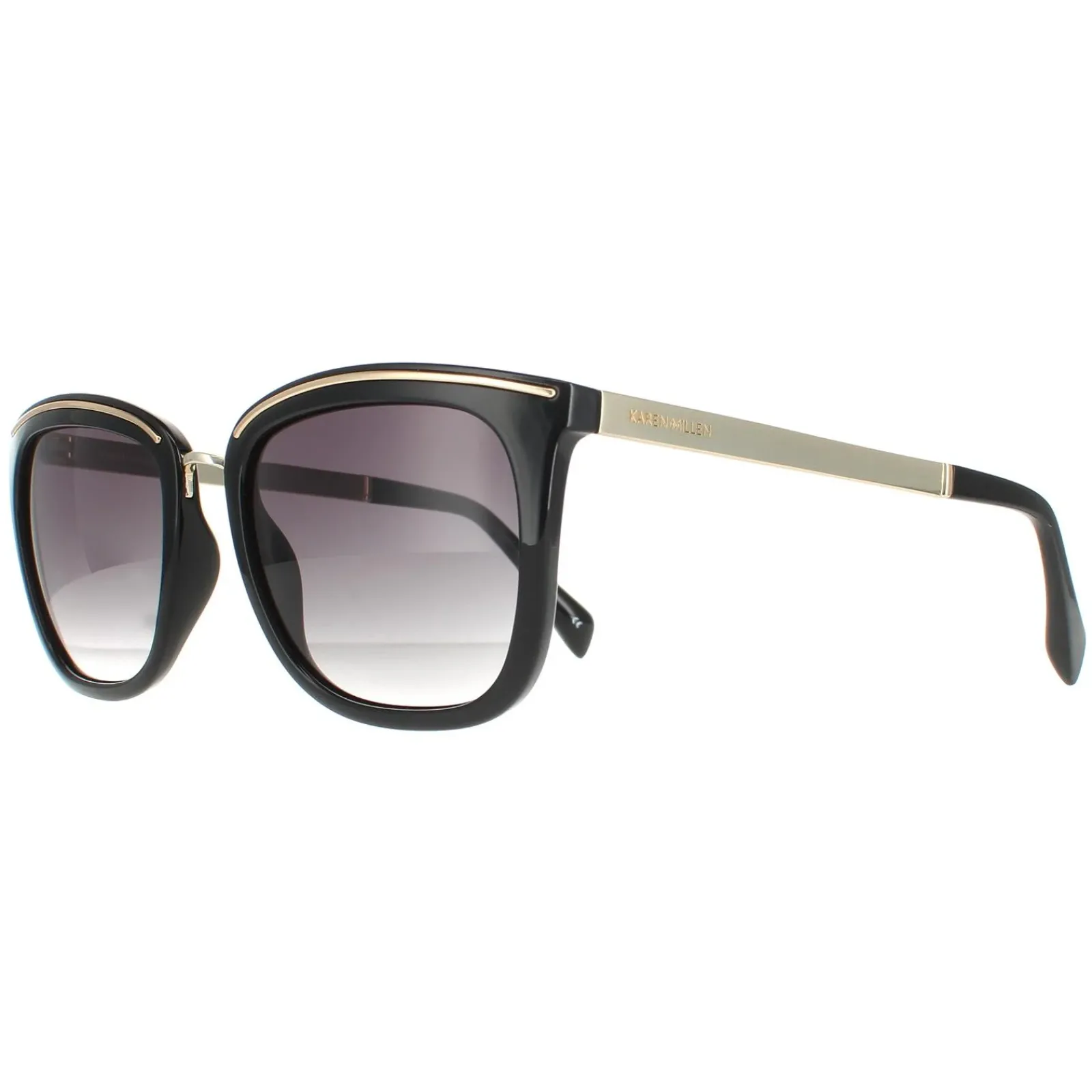 Karen Millen Rectangle^Sunglasses KM5044 001 Black Grey Gradient
