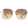 Karen Millen Square^Sunglasses KM7020 410 Shiny Gold Dark Brown Gradient