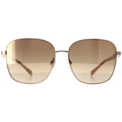 Karen Millen Square^Sunglasses KM7020 410 Shiny Gold Dark Brown Gradient