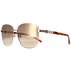 Karen Millen Square^Sunglasses KM7020 410 Shiny Gold Dark Brown Gradient