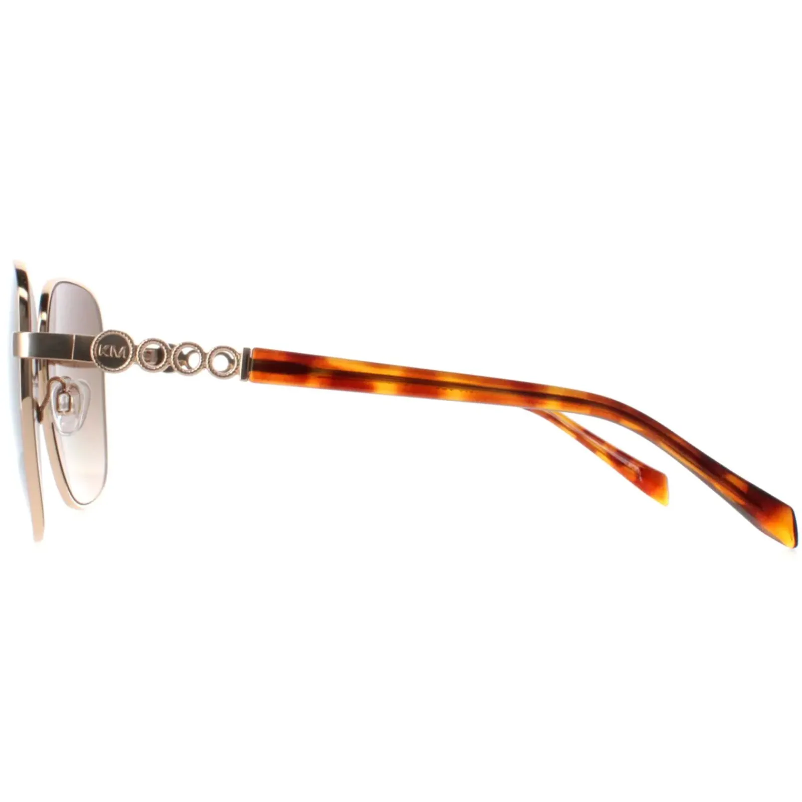Karen Millen Square^Sunglasses KM7020 410 Shiny Gold Dark Brown Gradient