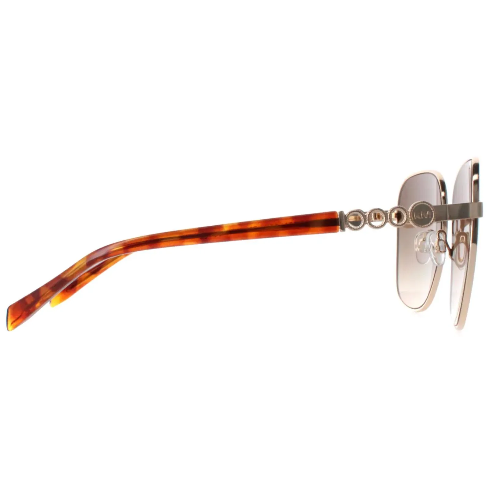 Karen Millen Square^Sunglasses KM7020 410 Shiny Gold Dark Brown Gradient