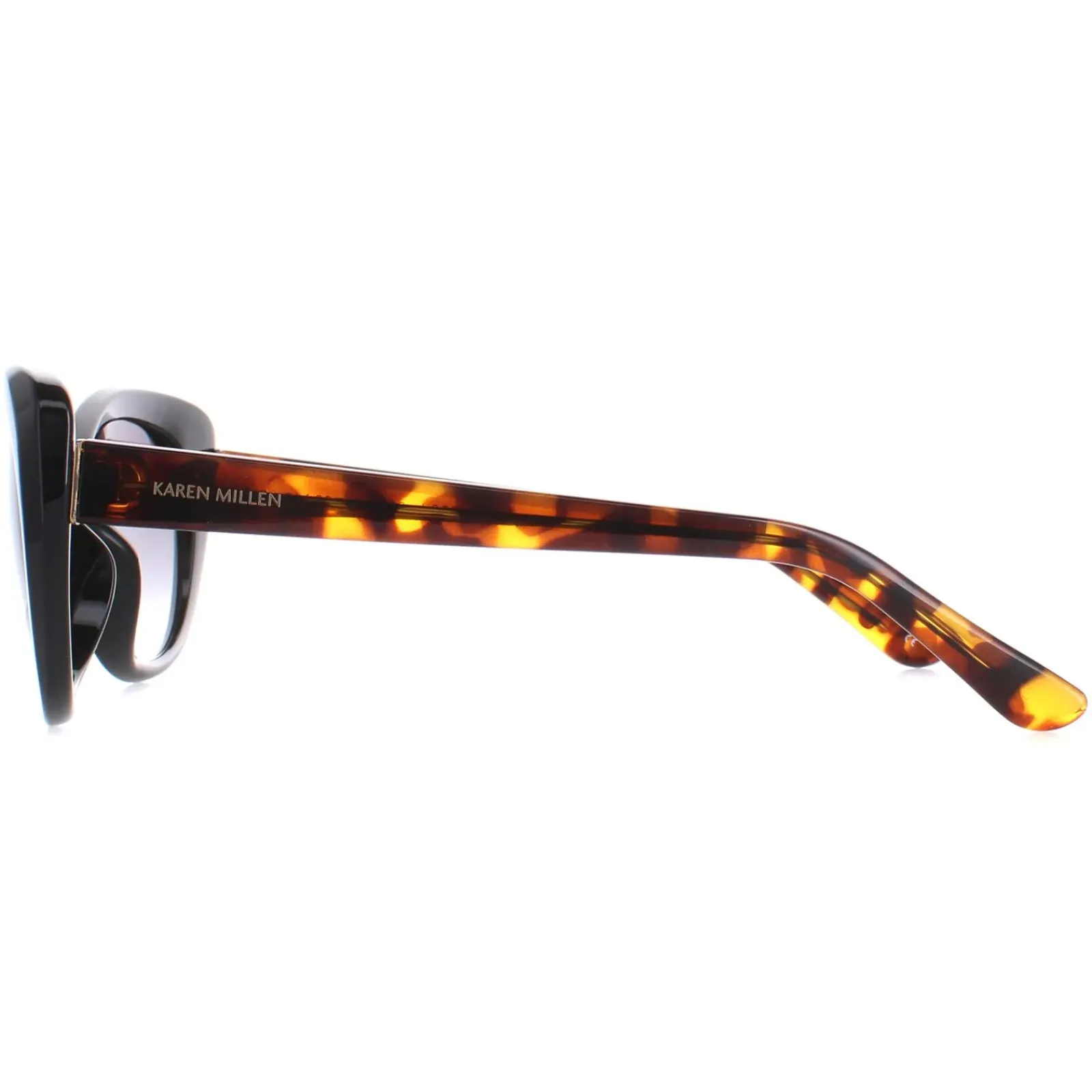 Karen Millen Cat-Eye^Sunglasses KM5024 001 Black and Tortoiseshell Grey Gradie