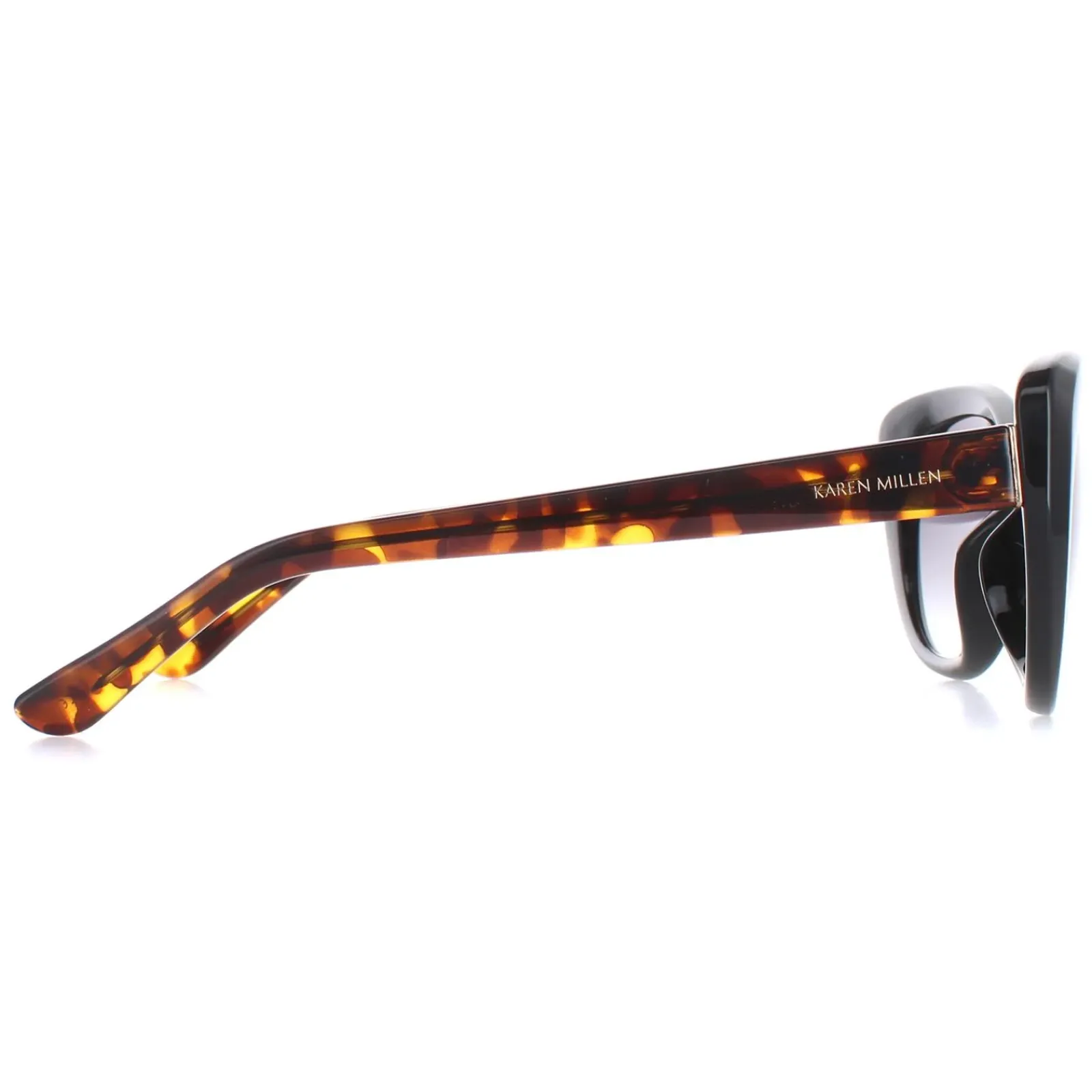 Karen Millen Cat-Eye^Sunglasses KM5024 001 Black and Tortoiseshell Grey Gradie