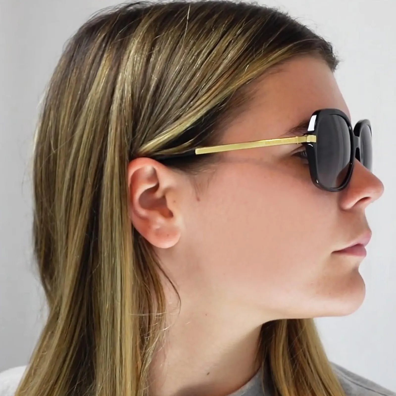 Michael Kors Square^Sunglasses Adrianna II 2024 316011 Black Gold Light Grey