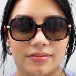 Michael Kors Square^Sunglasses Adrianna II 2024 316011 Black Gold Light Grey