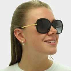 Michael Kors Square^Sunglasses Adrianna II 2024 316011 Black Gold Light Grey