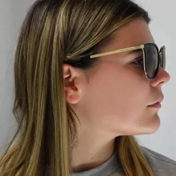 Michael Kors Cat-Eye^Sunglasses Adrianna 1 1010 110011 Black Gold Grey Gradien