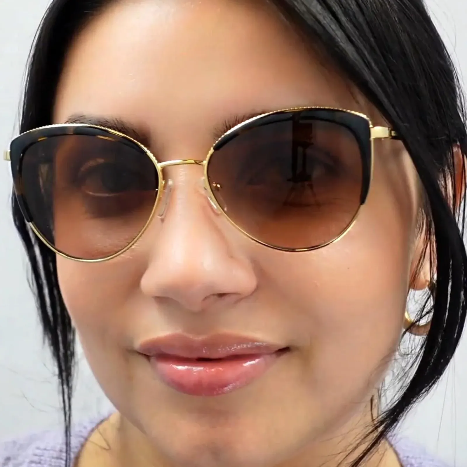 Michael Kors Cat-Eye^Sunglasses Biscayne MK1046 110011 Light Gold Black Dark G