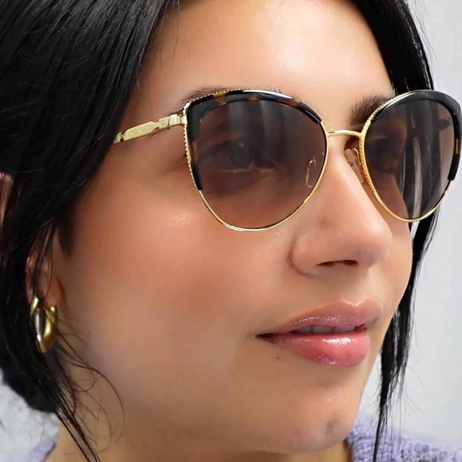 Michael Kors Cat-Eye^Sunglasses Biscayne MK1046 110011 Light Gold Black Dark G
