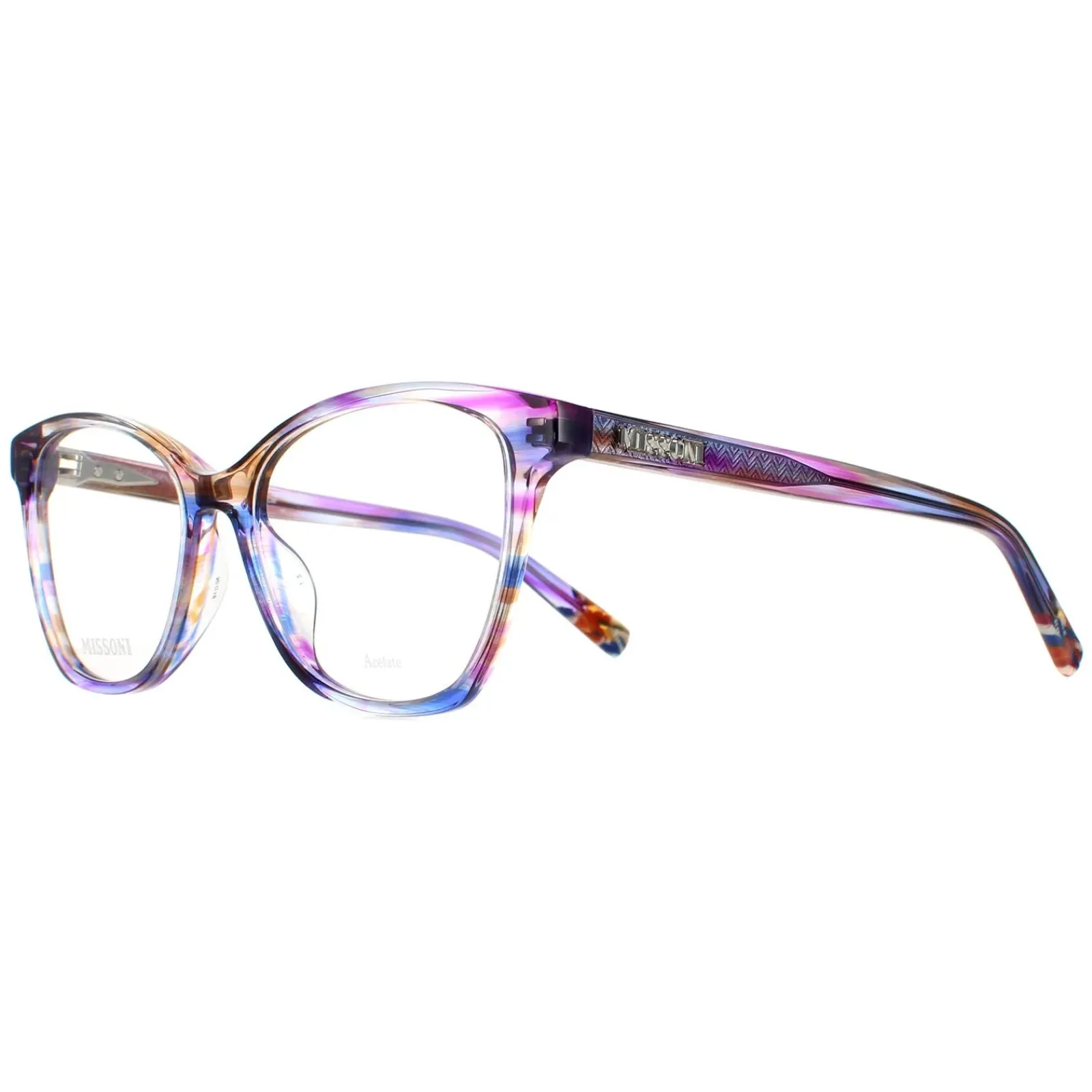 Missoni Square^Glasses Frames MIS 0013 V43 Transparent Striped Purple Women