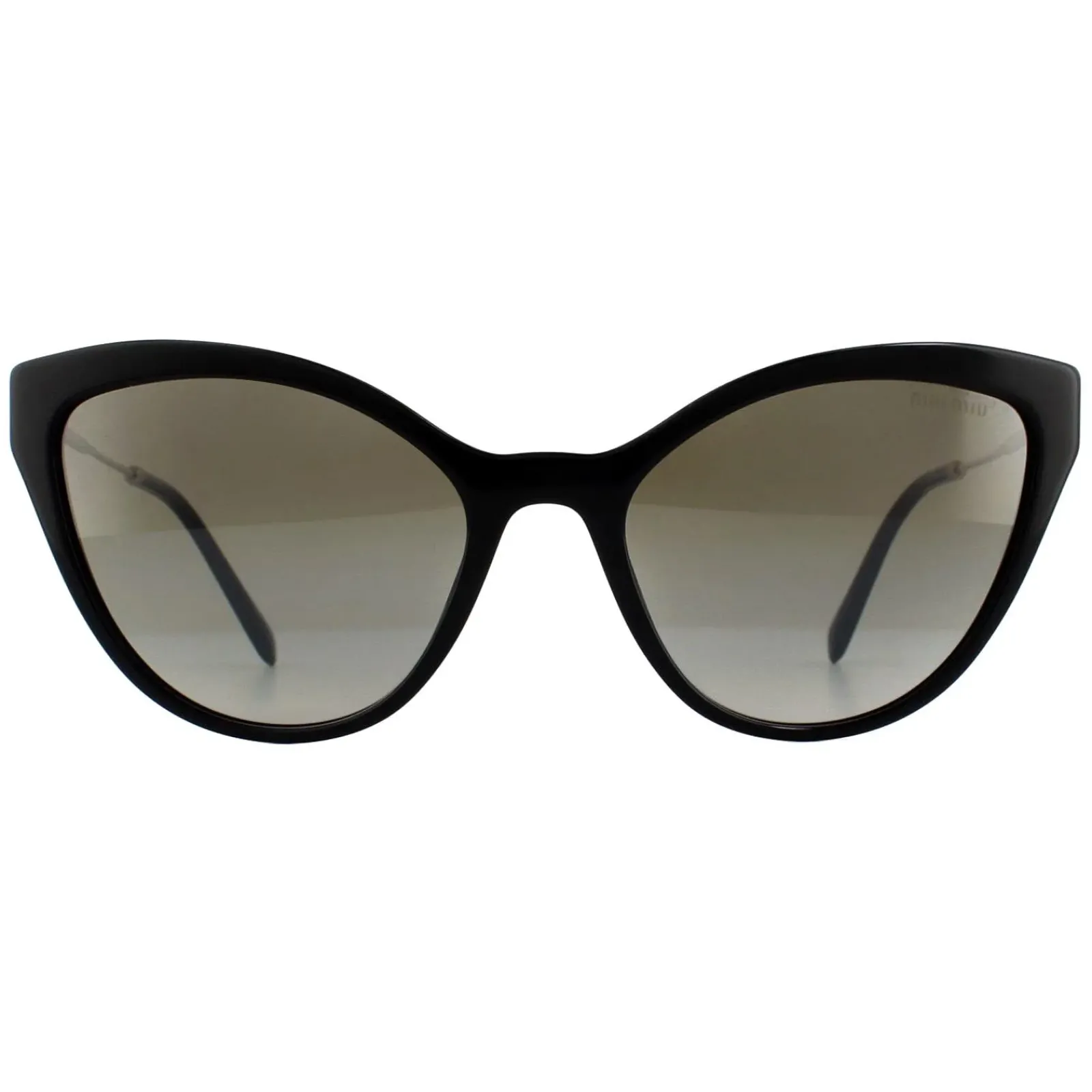 Miu Miu Cat-Eye^Sunglasses MU03US 1AB5O0 Black Gradient Grey Mirror Silver