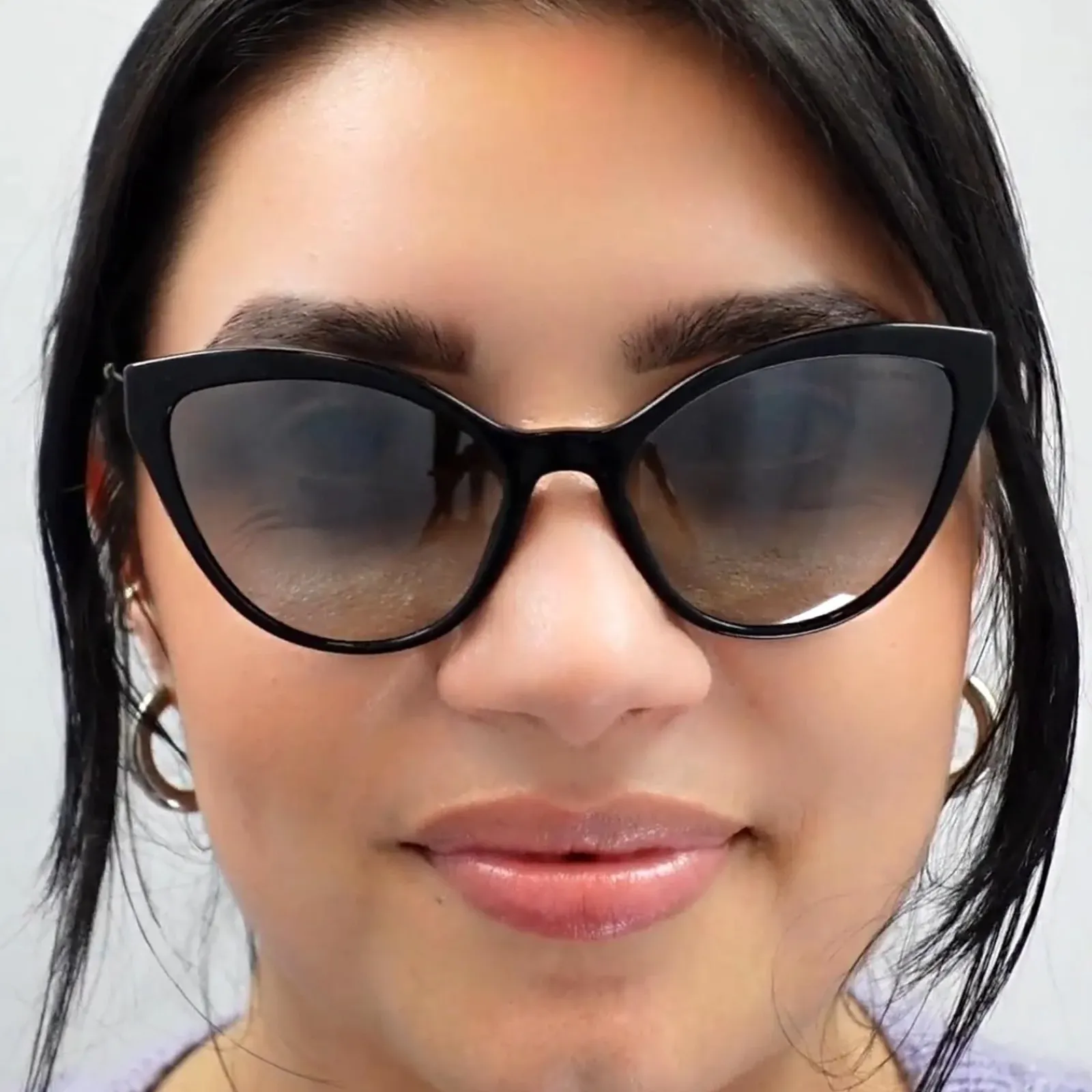 Miu Miu Cat-Eye^Sunglasses MU03US 1AB5O0 Black Gradient Grey Mirror Silver