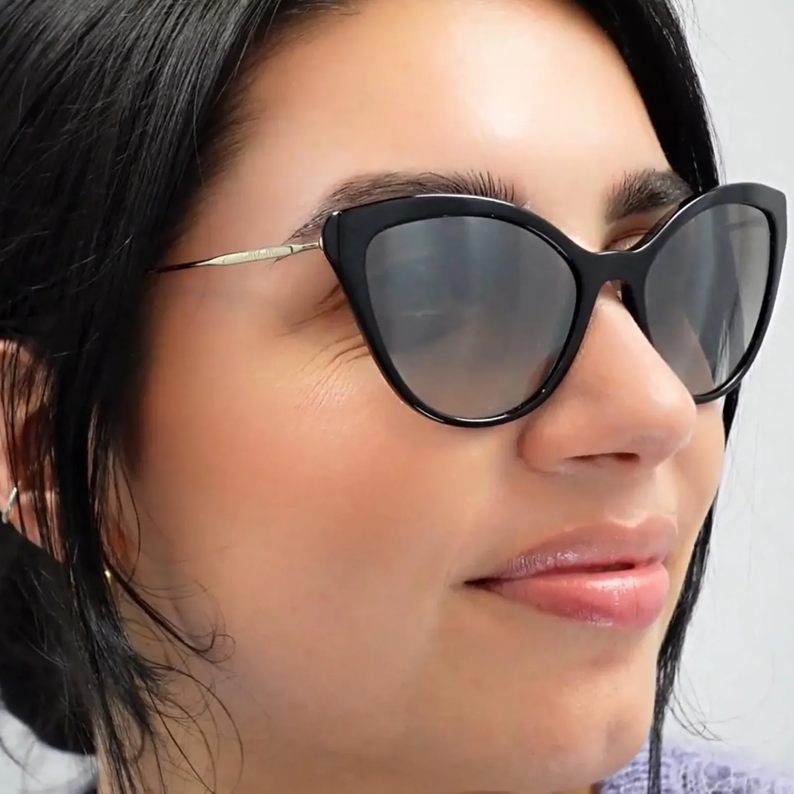 Miu Miu Cat-Eye^Sunglasses MU03US 1AB5O0 Black Gradient Grey Mirror Silver