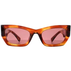 Miu Miu Rectangle^Sunglasses MU09WS 11Q08S Striped Tobacco Dark Violet