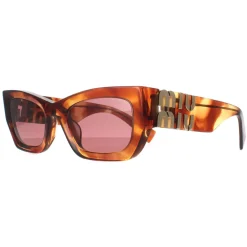 Miu Miu Rectangle^Sunglasses MU09WS 11Q08S Striped Tobacco Dark Violet