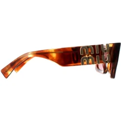 Miu Miu Rectangle^Sunglasses MU09WS 11Q08S Striped Tobacco Dark Violet