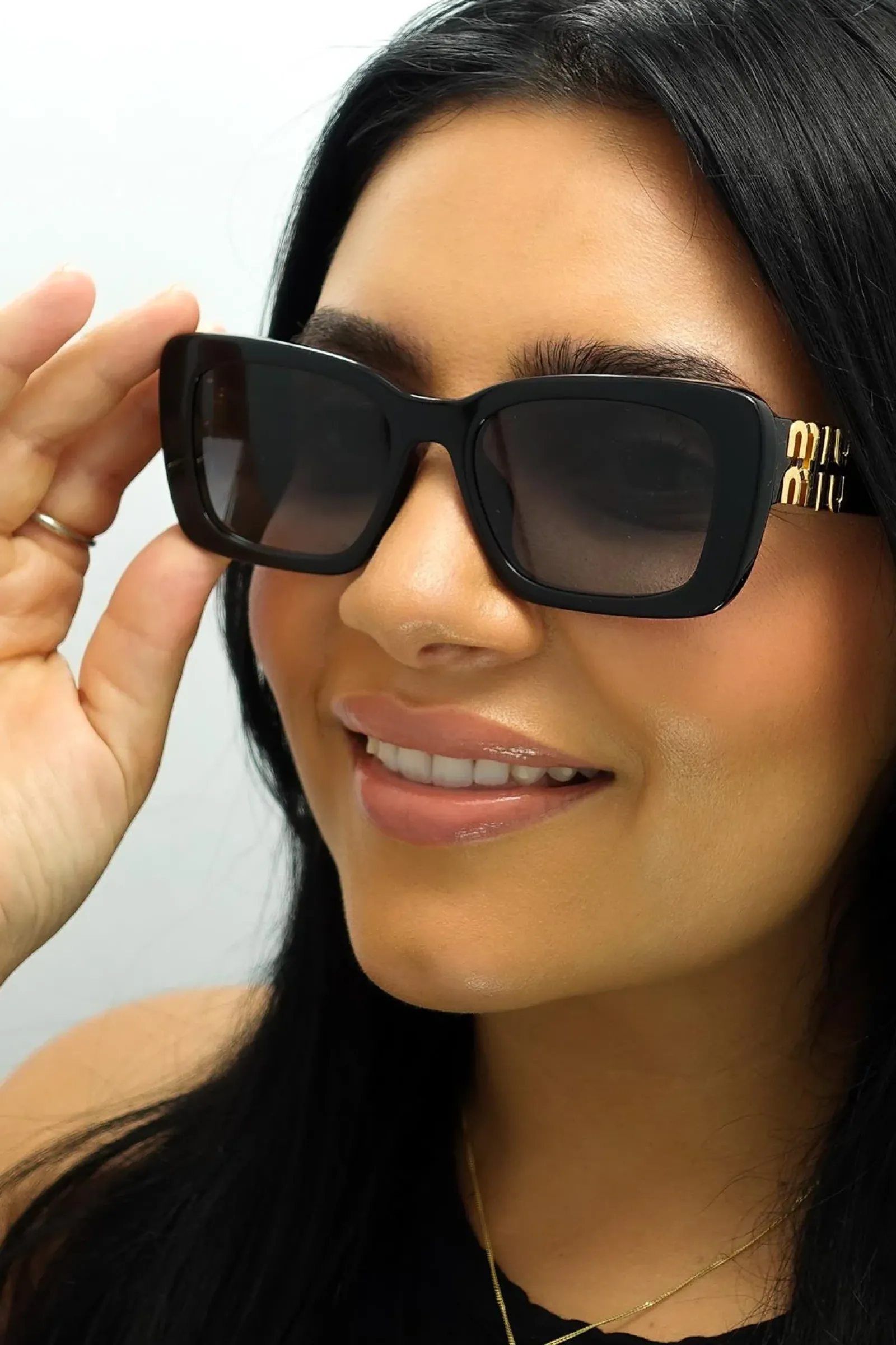 Miu Miu Rectangle^Sunglasses MU07YS 1AB5D1 Black Grey Gradient