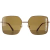 Miu Miu Square^Sunglasses MU51YS 7OE01T Antique Gold Dark Brown
