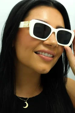 Miu Miu Rectangle^Sunglasses MU07YS 1425S0 White Dark Grey