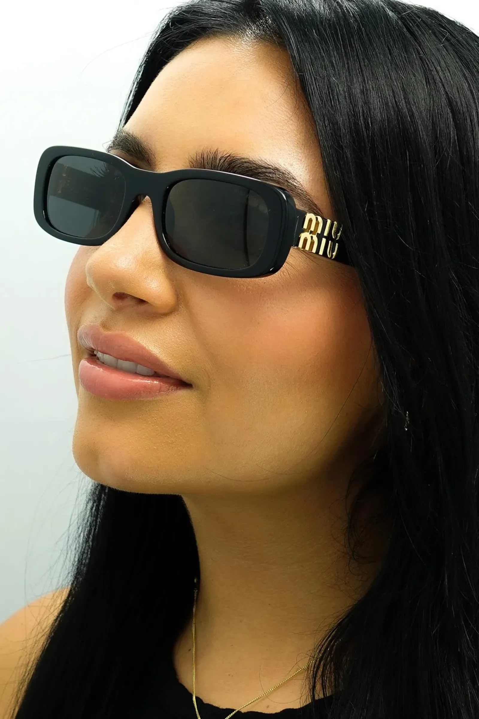 Miu Miu Rectangle^Sunglasses MU08ZS 1AB5S0 Black Dark Grey