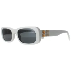 Miu Miu Rectangle^Sunglasses MU08ZS 1425S0 White Ivory Dark Grey