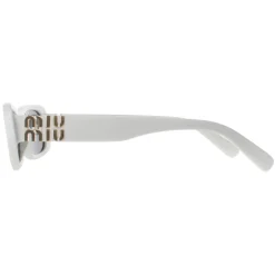 Miu Miu Rectangle^Sunglasses MU08ZS 1425S0 White Ivory Dark Grey
