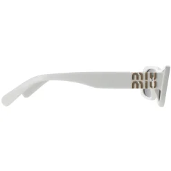 Miu Miu Rectangle^Sunglasses MU08ZS 1425S0 White Ivory Dark Grey
