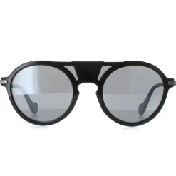 Moncler Round|Moncler^Sunglasses ML0053 01B Black Grey Mirror