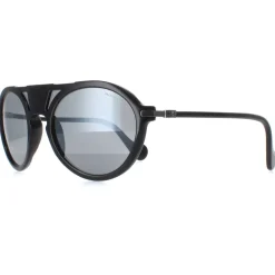 Moncler Round|Moncler^Sunglasses ML0053 01B Black Grey Mirror