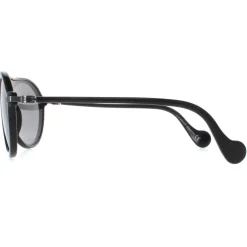 Moncler Round|Moncler^Sunglasses ML0053 01B Black Grey Mirror