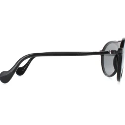 Moncler Round|Moncler^Sunglasses ML0053 01B Black Grey Mirror