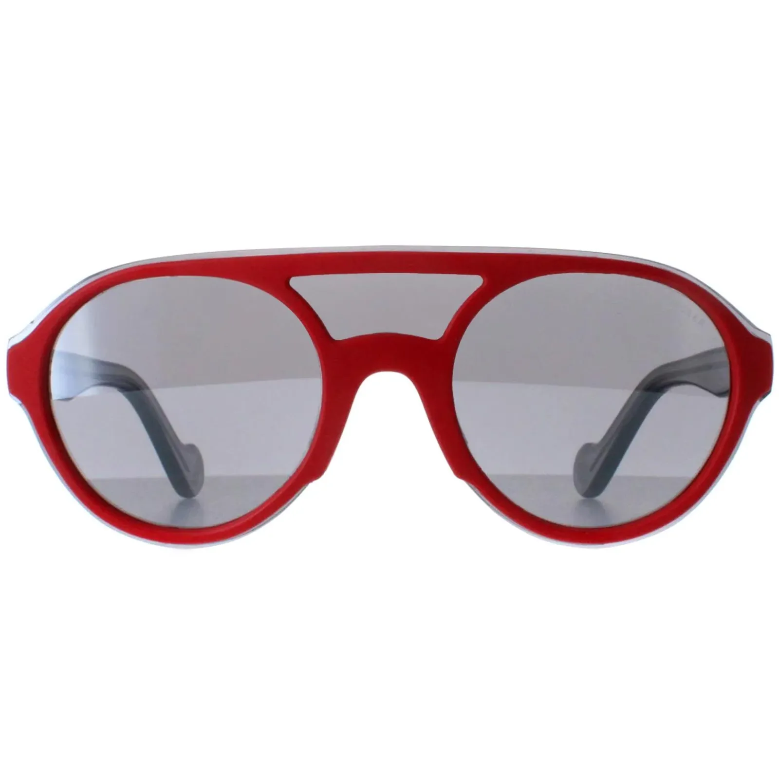 Moncler Round|Moncler^Sunglasses ML0052 66C Shiny Red and Grey Transparent Grey Mirr