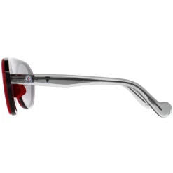 Moncler Round|Moncler^Sunglasses ML0052 66C Shiny Red and Grey Transparent Grey Mirr