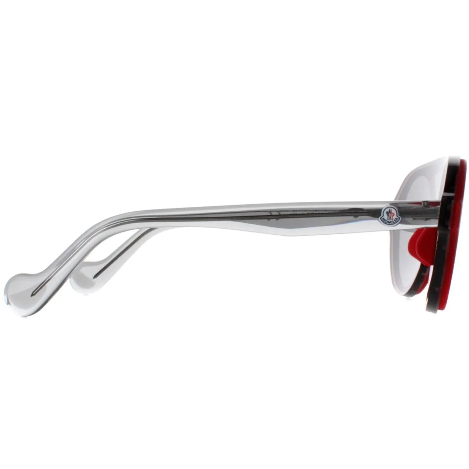 Moncler Round|Moncler^Sunglasses ML0052 66C Shiny Red and Grey Transparent Grey Mirr