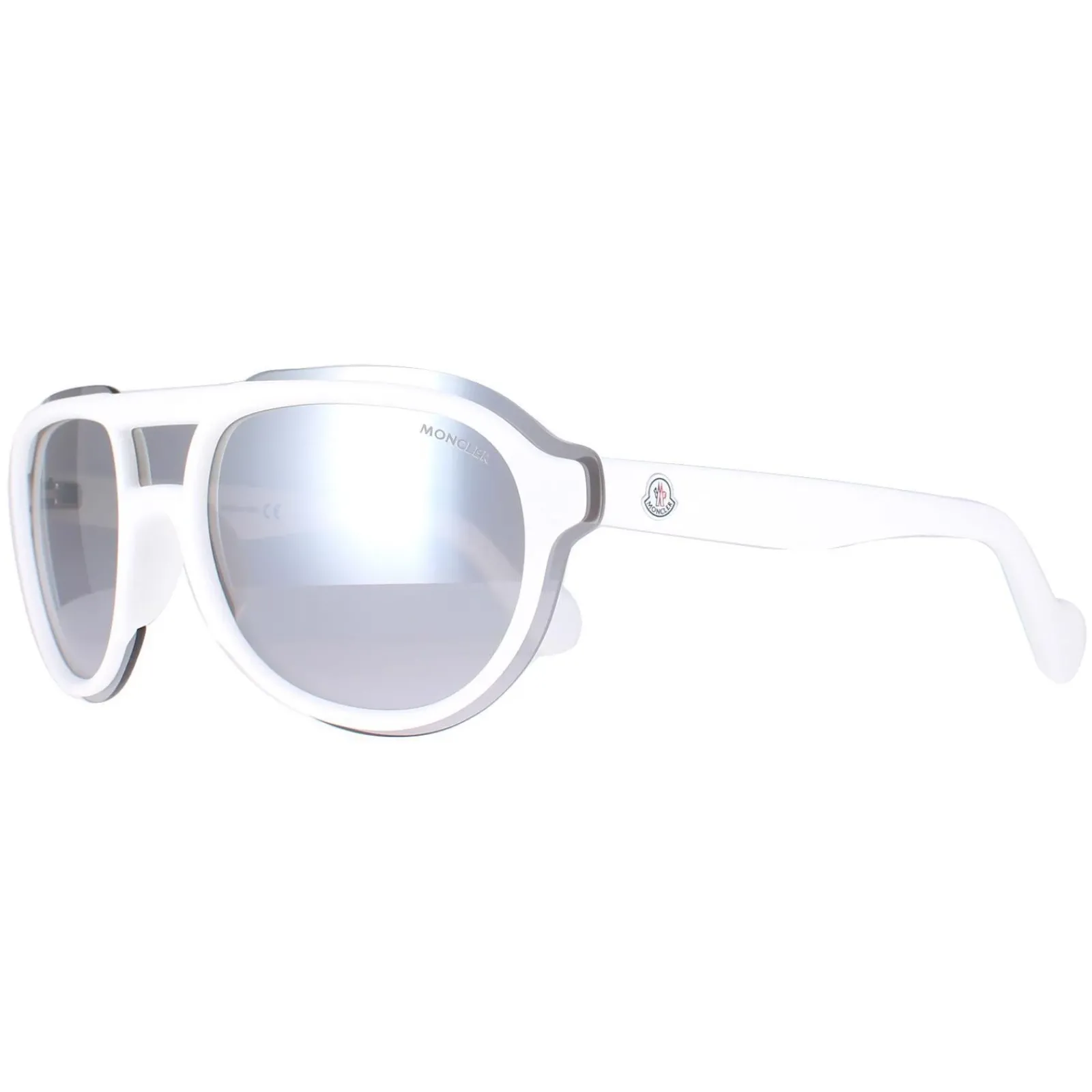 Moncler Round|Moncler^Sunglasses ML0055 24C White Smoke Mirror