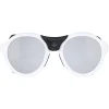 Moncler Round|Moncler^Sunglasses ML0046 21C White Black Leather Grey Silver Mirror