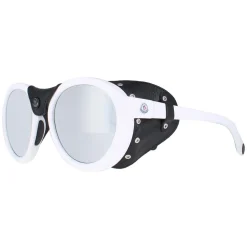 Moncler Round|Moncler^Sunglasses ML0046 21C White Black Leather Grey Silver Mirror