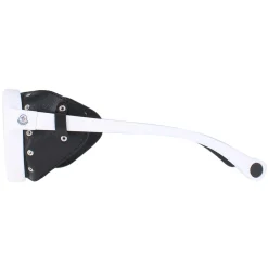 Moncler Round|Moncler^Sunglasses ML0046 21C White Black Leather Grey Silver Mirror
